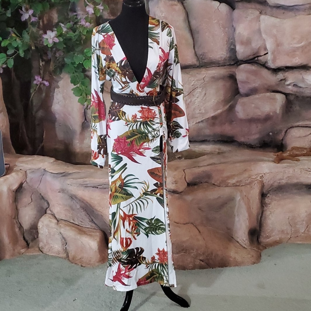 Long tropical print dress